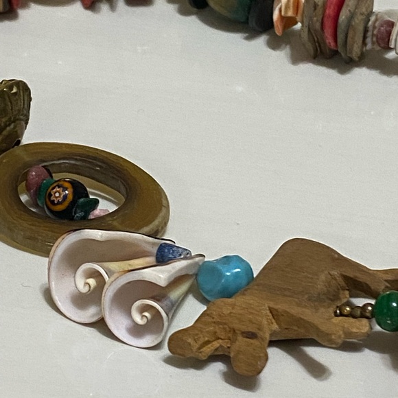 3/22 Unique Vintage Coco Shell Wood Necklace / Boho - Picture 9 of 12
